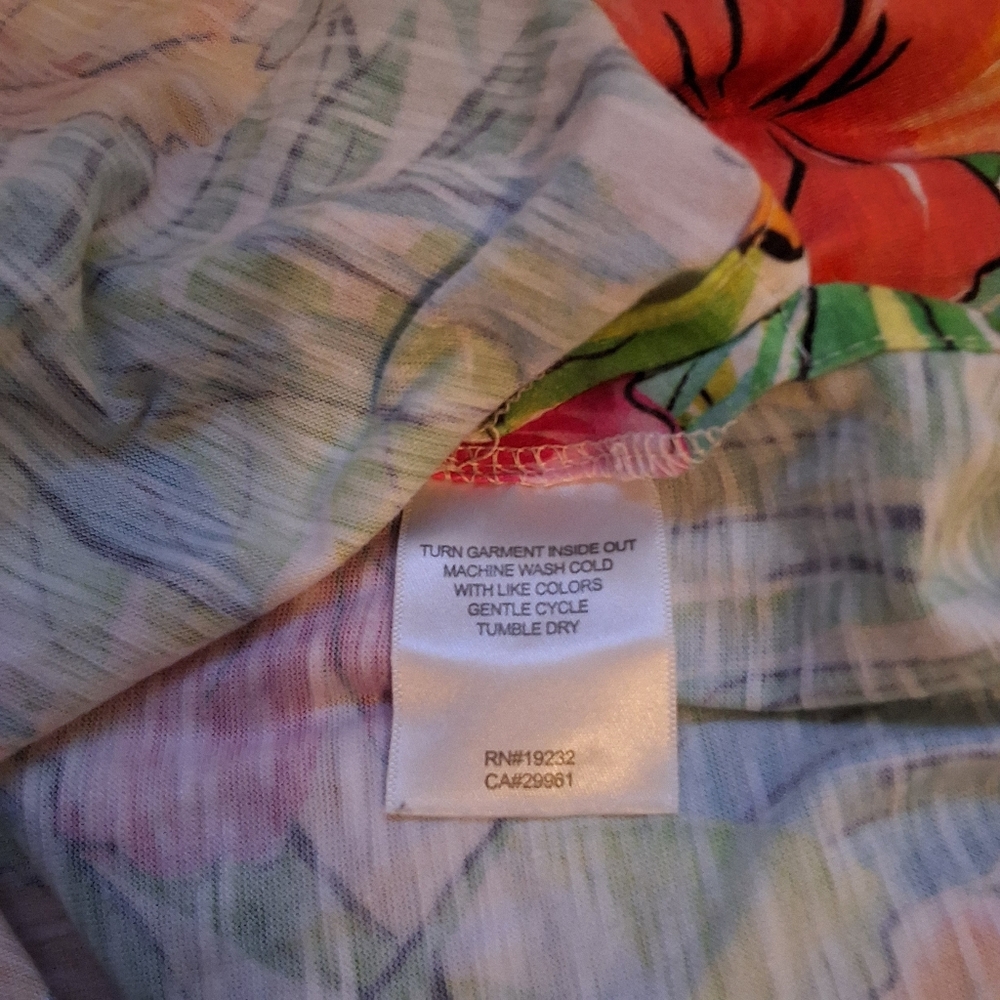 Alfred Dunner Tropical Floral Blouse - Pink, Orange, Green - Picture 6 of 7